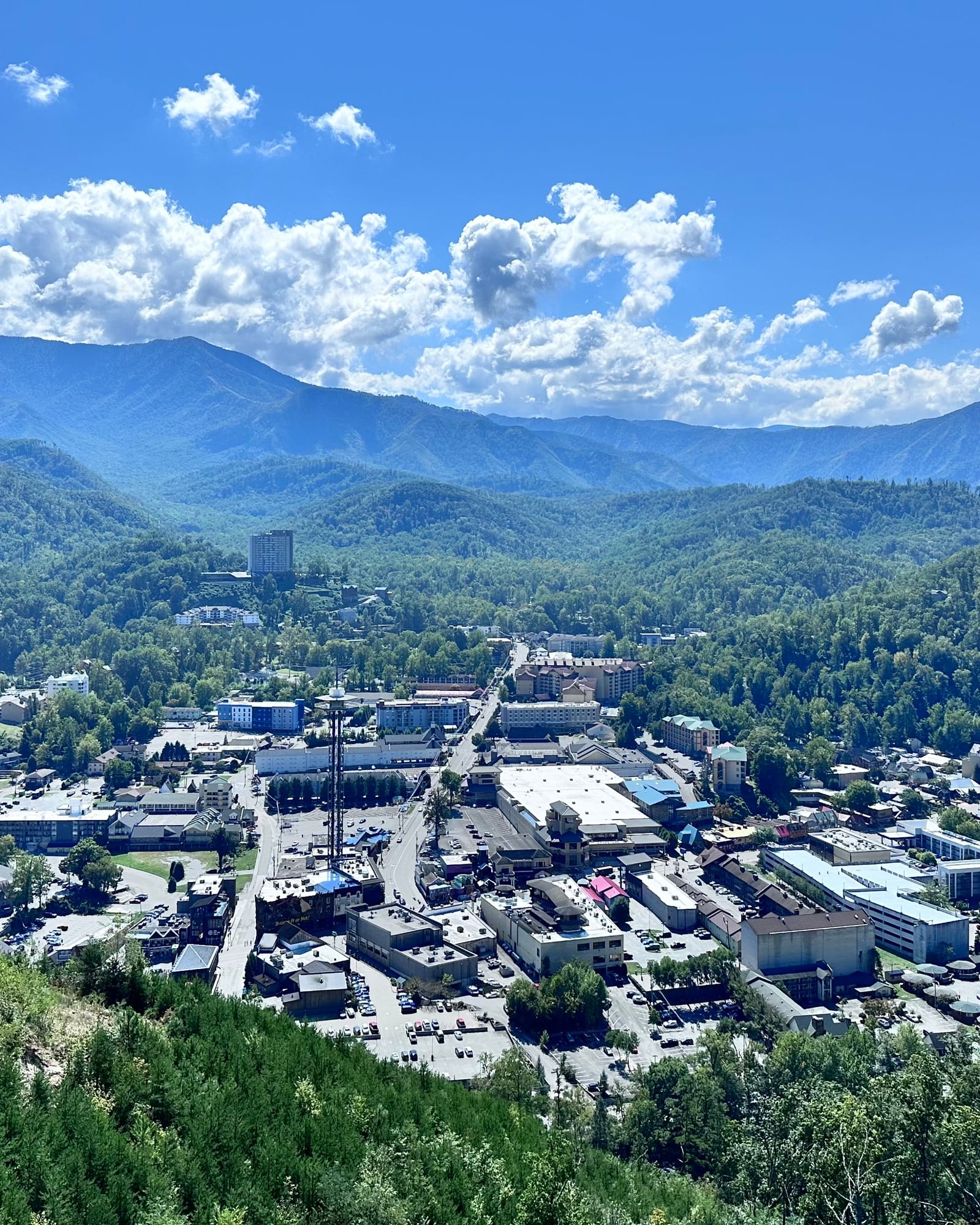 Gatlinburg below the ridges of the Great Smoky Mountains